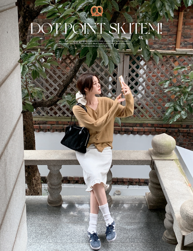 早秋現貨｜圓點荷葉邊中長裙