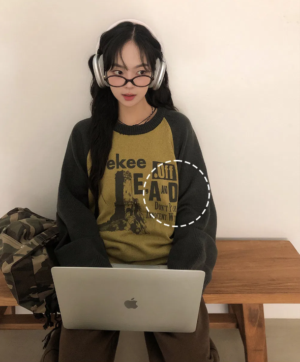 早秋預訂｜OFF拼色長袖針織衫