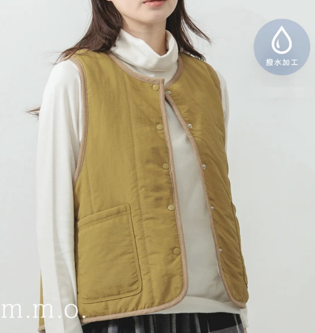 大熱！保暖絨毛 × 防潑水皺感布 兩面穿背心（4色入）【日本直送】