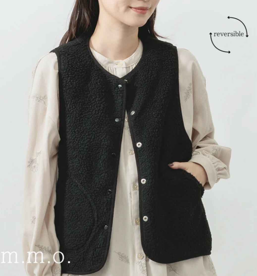 大熱！保暖絨毛 × 防潑水皺感布 兩面穿背心（4色入）【日本直送】