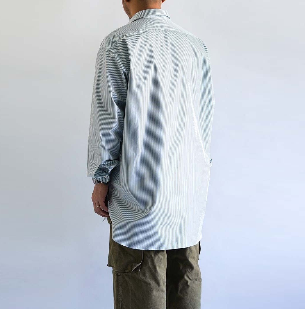 10/4 RE-STOCK: A.PRESSE PULLOVER GRANPA STRIPE SHIRT L/S - BLUE PRE ORDER ITEM (預訂中)