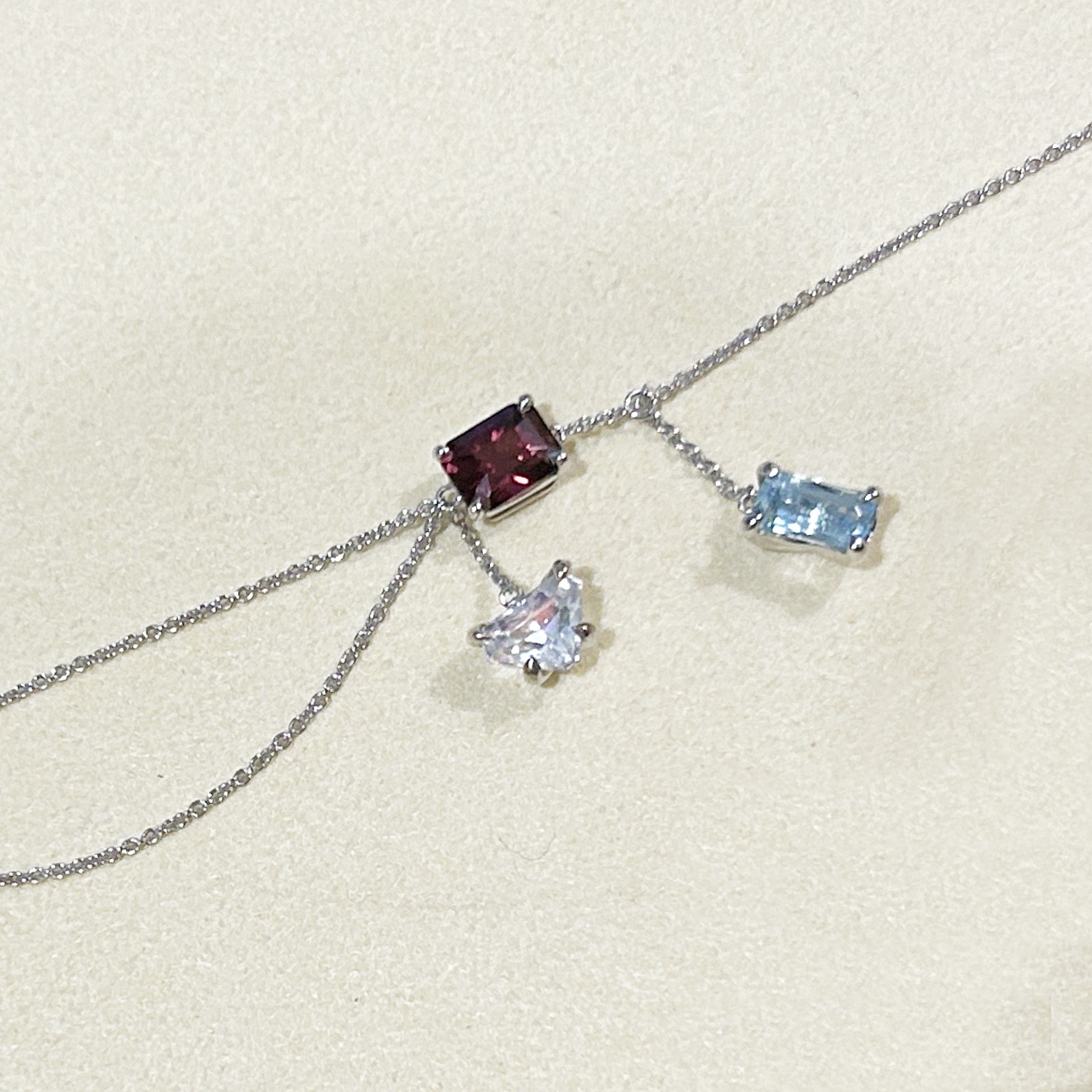 【訂製】垂墜多寶石18K雙層手錬