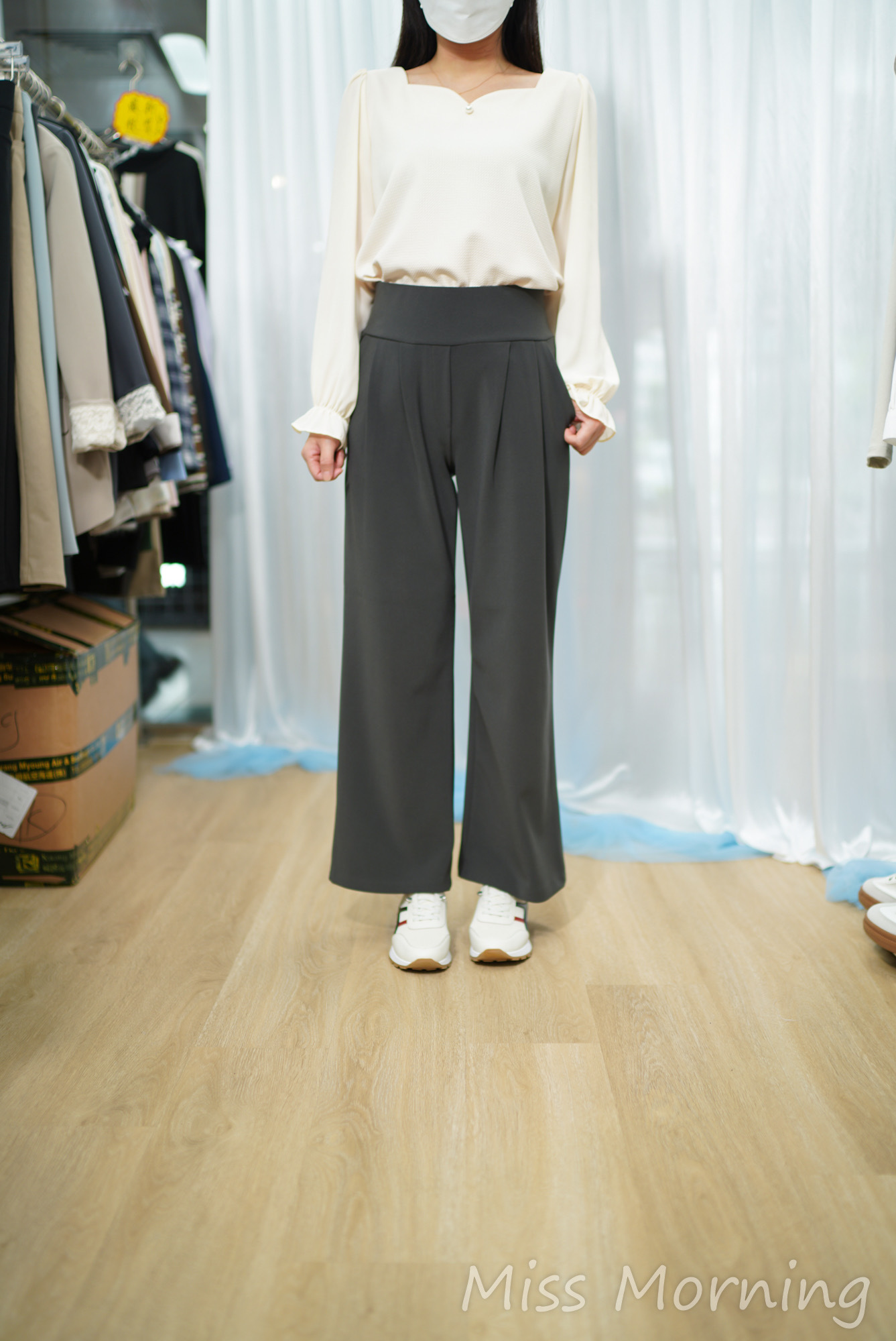 靚色拼雪紡袖上衣(14829)