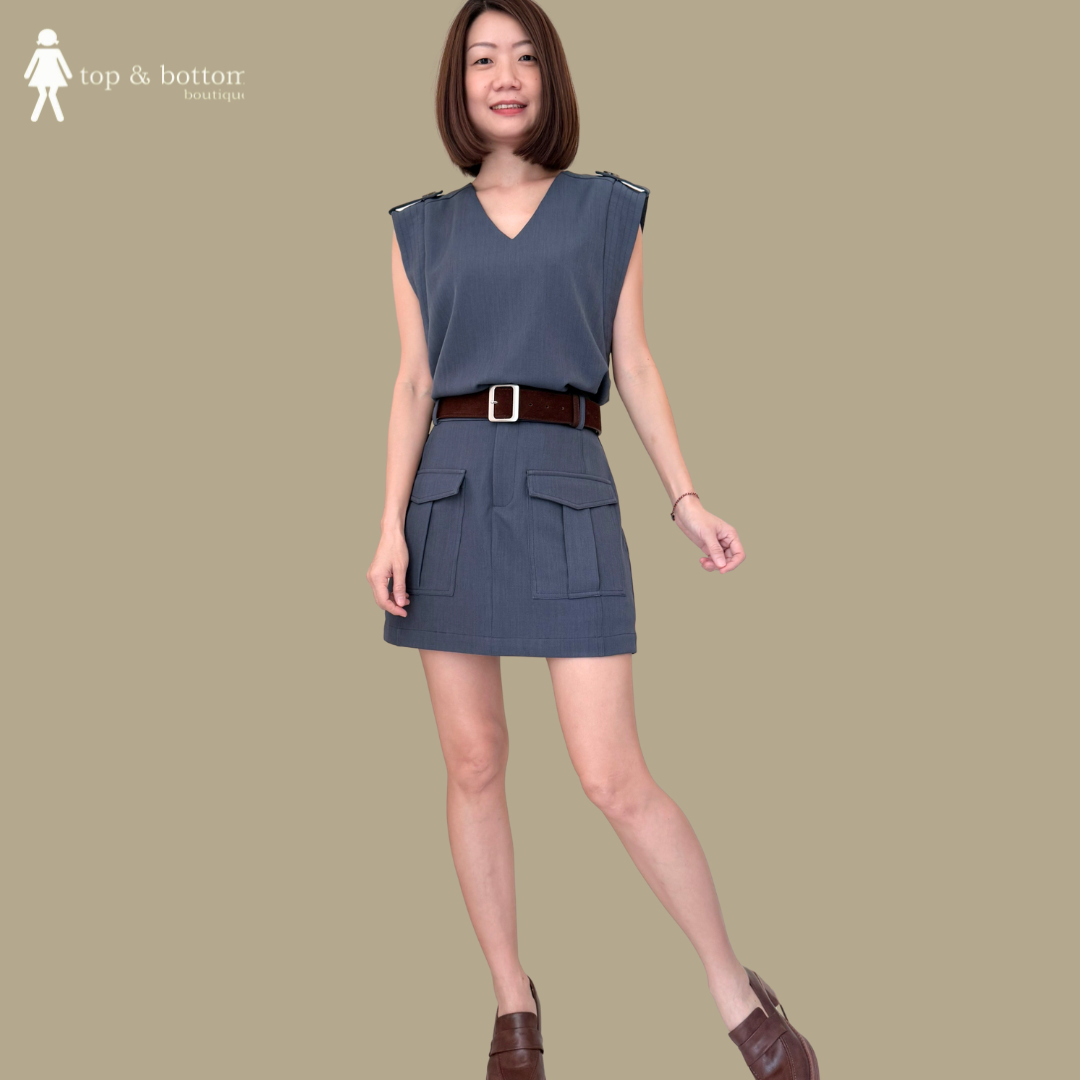 HIGH WAISTED POCKET FRONT SHORT SKIRT