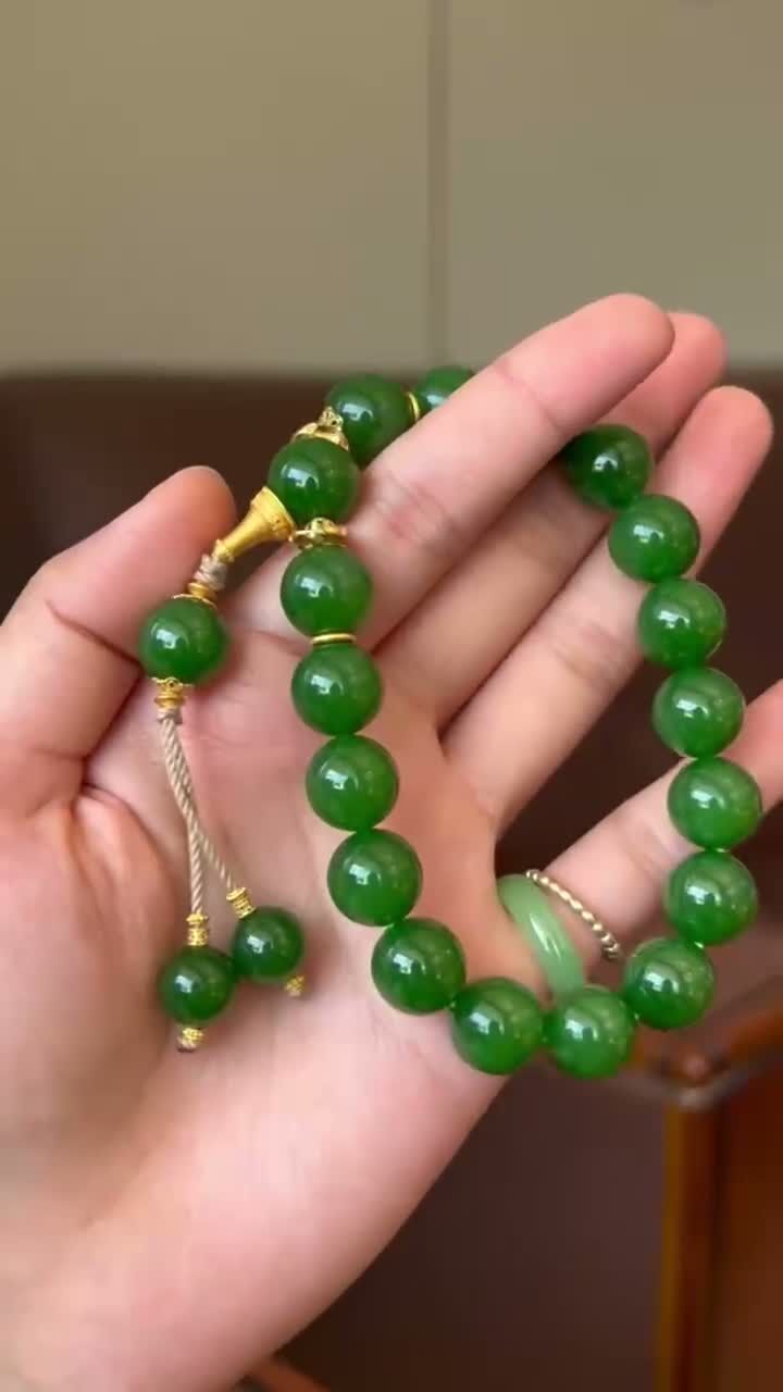 925735 和田玉碧玉陽綠手串手持 (12mm直徑)