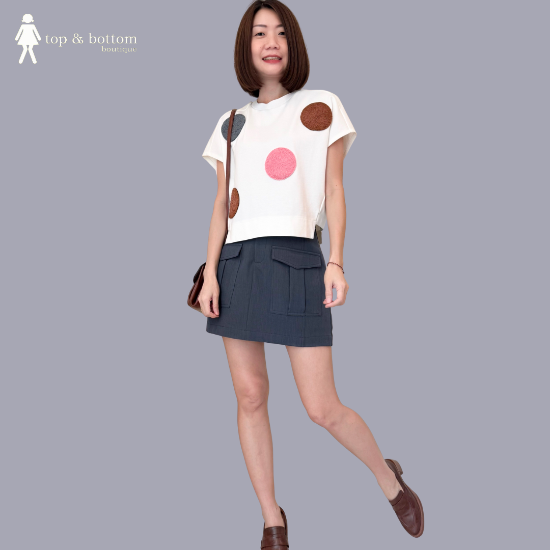 V SLEEVE FURRY DOTTED CASUAL BLOUSE