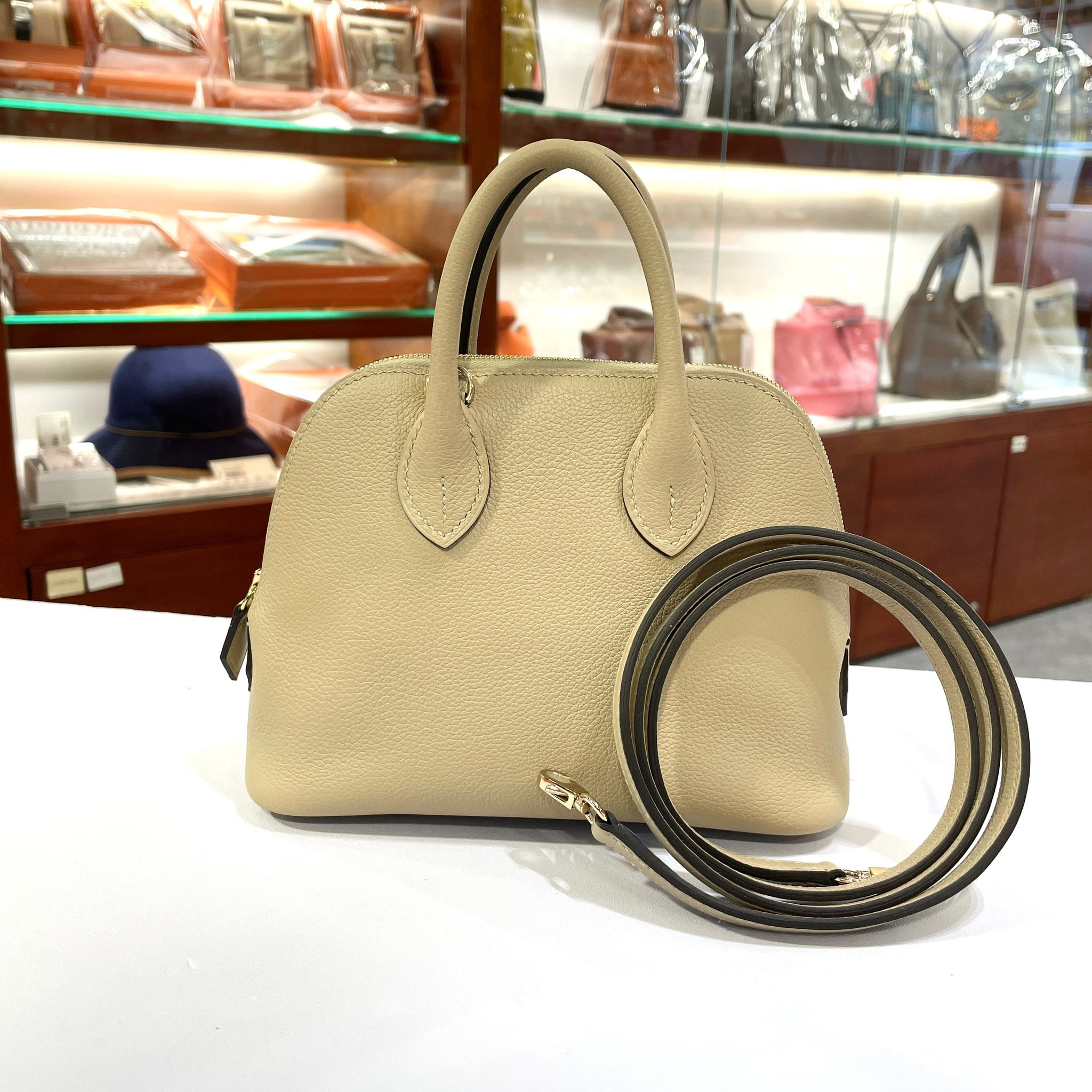 全新HERMES MINI BOLIDE K刻 風衣灰金扣EVERCOLOR皮 S2 TRENCH GHW #兩年免費保養 #BRAND NEW #香榭站正品