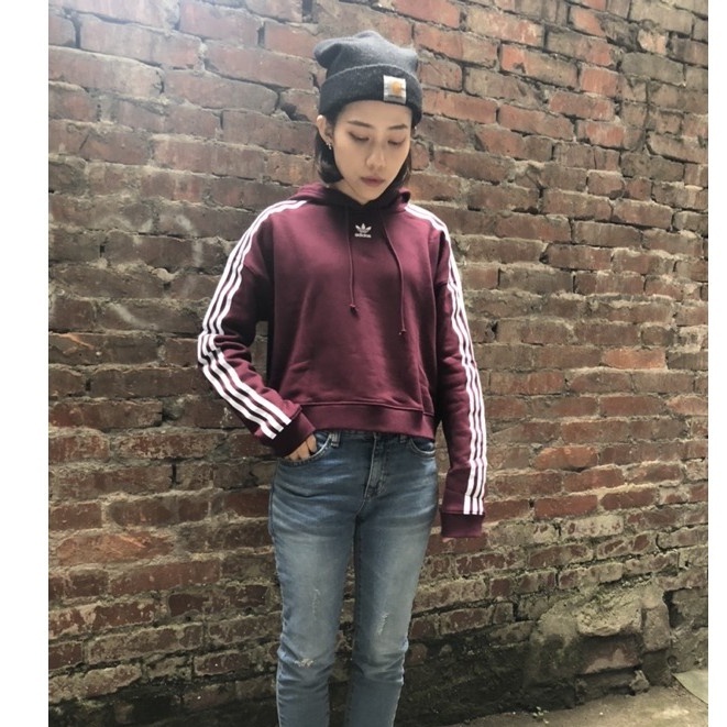 【出清特價】Adidas Originals 三葉草 短版連帽T 女款 DZ7254