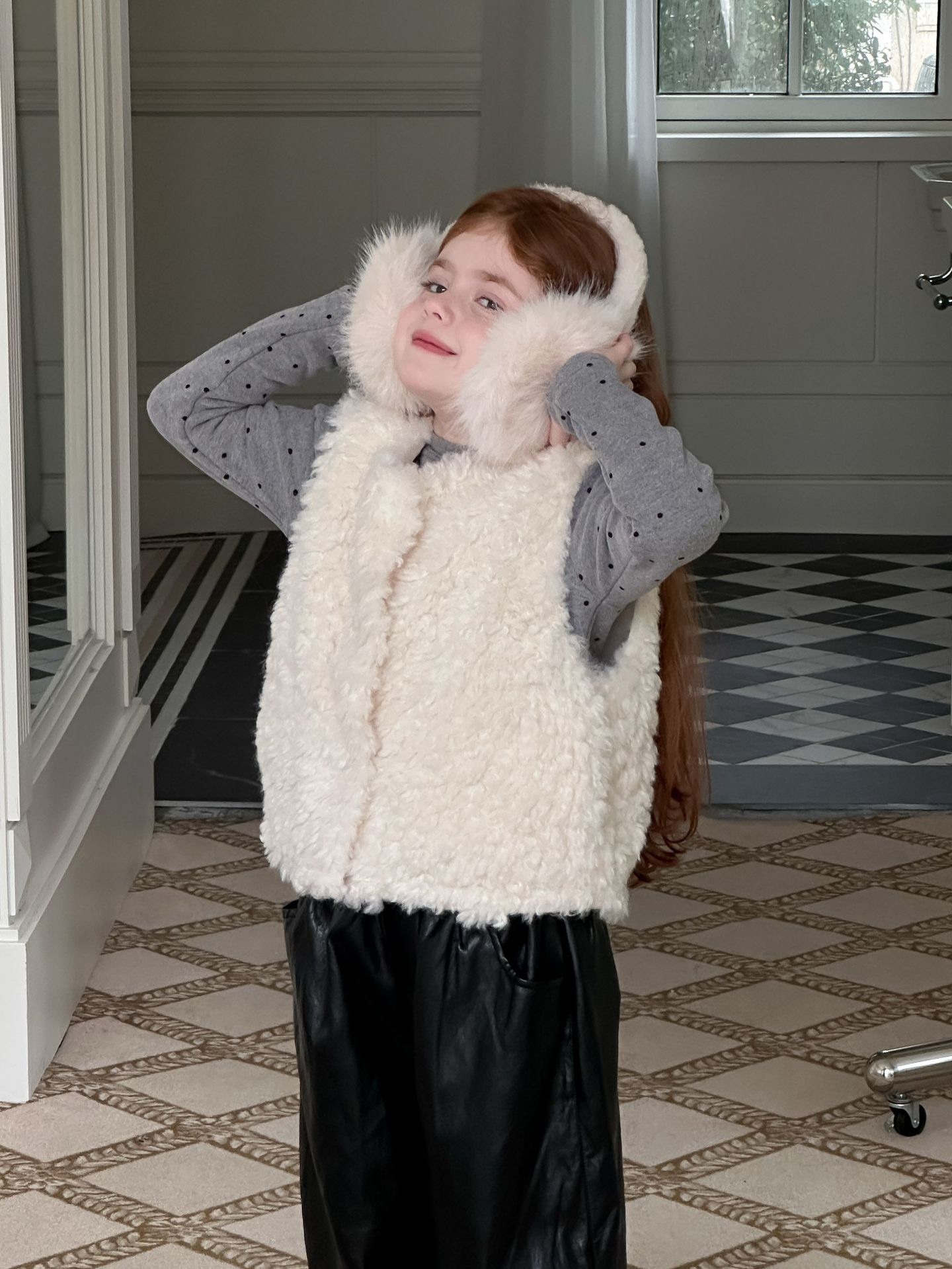 兩色羊羔毛保暖背心