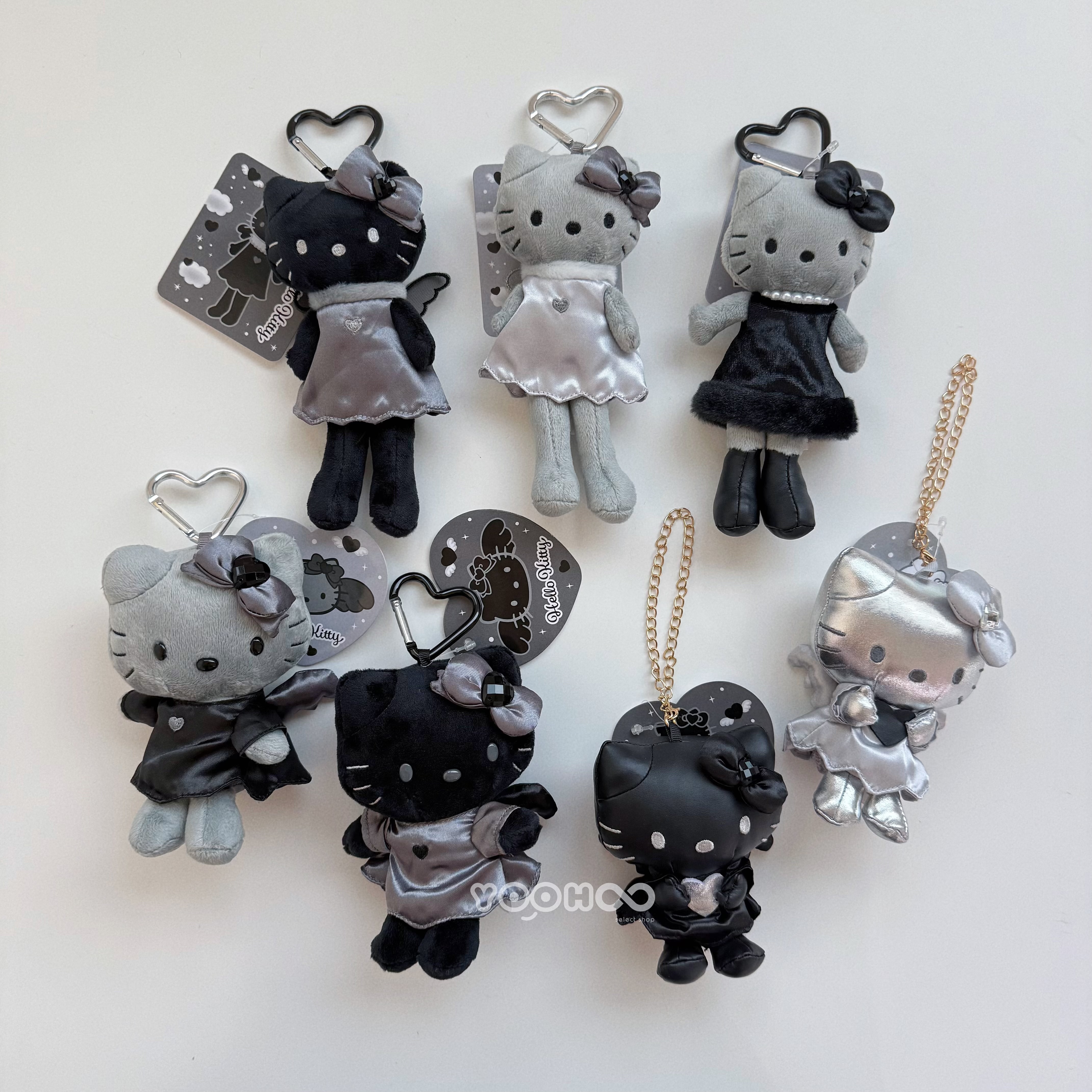 現貨┃日本限定 KITTY 長腿 貴婦 珍珠 小洋裝 愛心 天使 黑色系列 吊飾