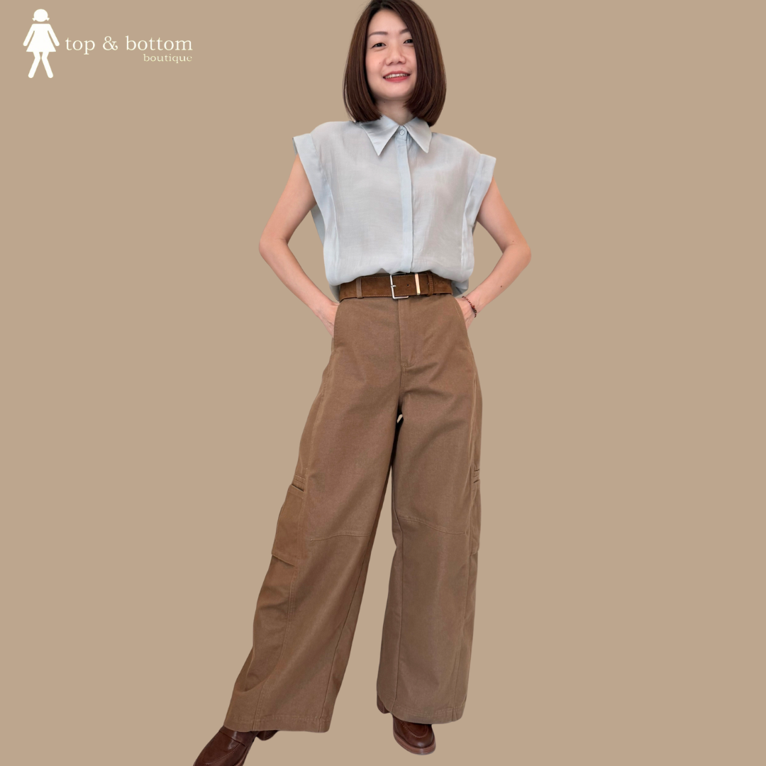 V SLEEVE SILKY COLLARED SHIRT