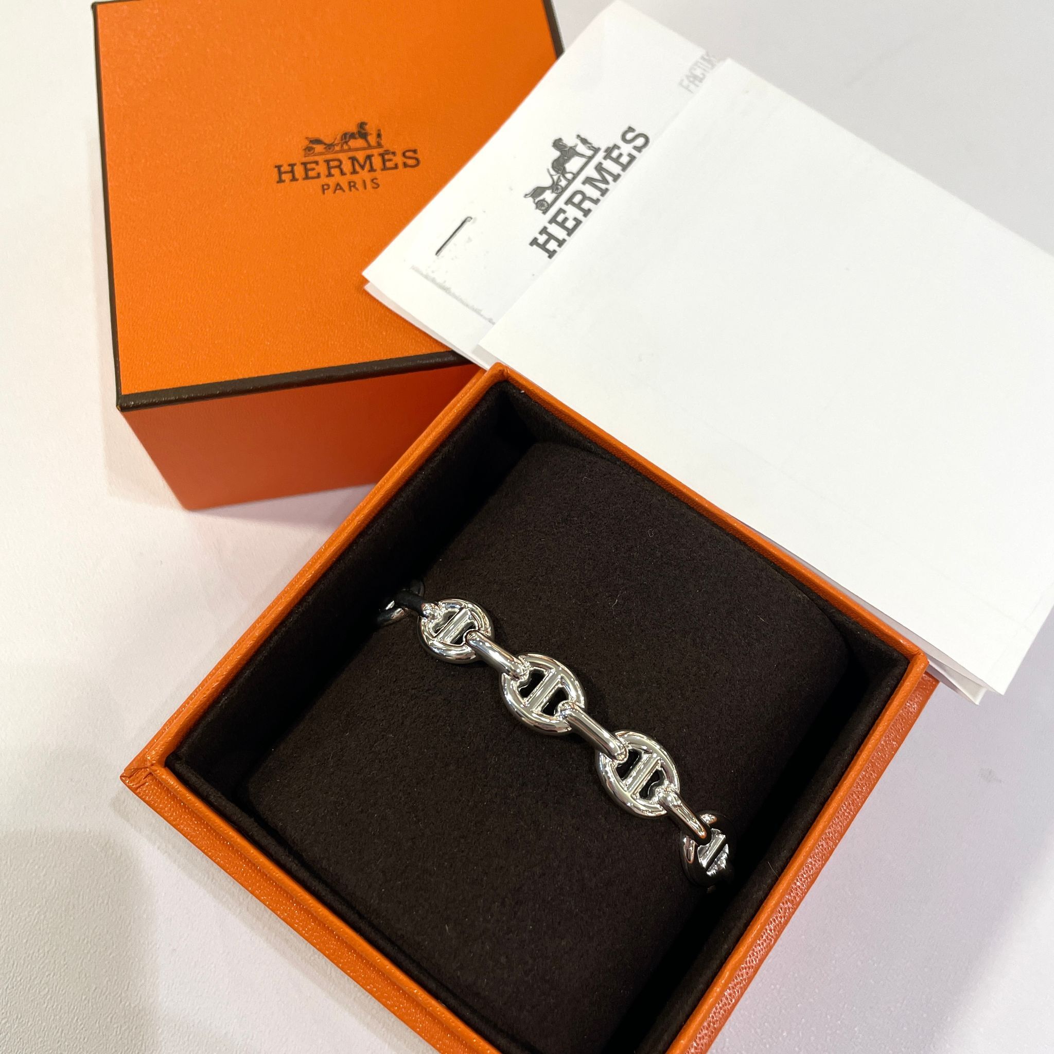 全新HERMES豬鼻手鐲 H109509B 925純銀 ST碼 CHAINE DANCRE ENCHAINEE BRACELET #BRAND NEW #香榭站正品