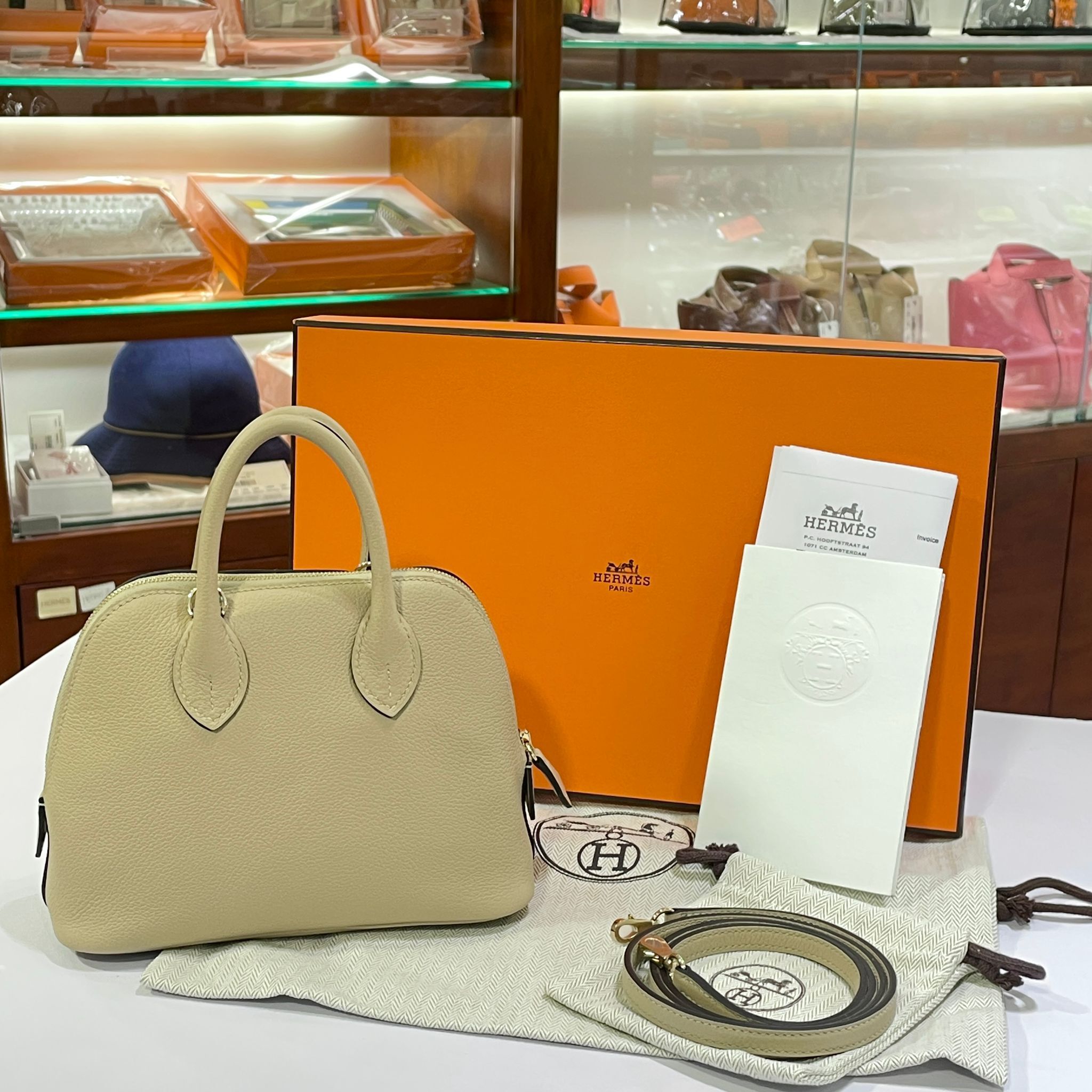 全新HERMES MINI BOLIDE K刻 風衣灰金扣EVERCOLOR皮 S2 TRENCH GHW #兩年免費保養 #BRAND NEW #香榭站正品