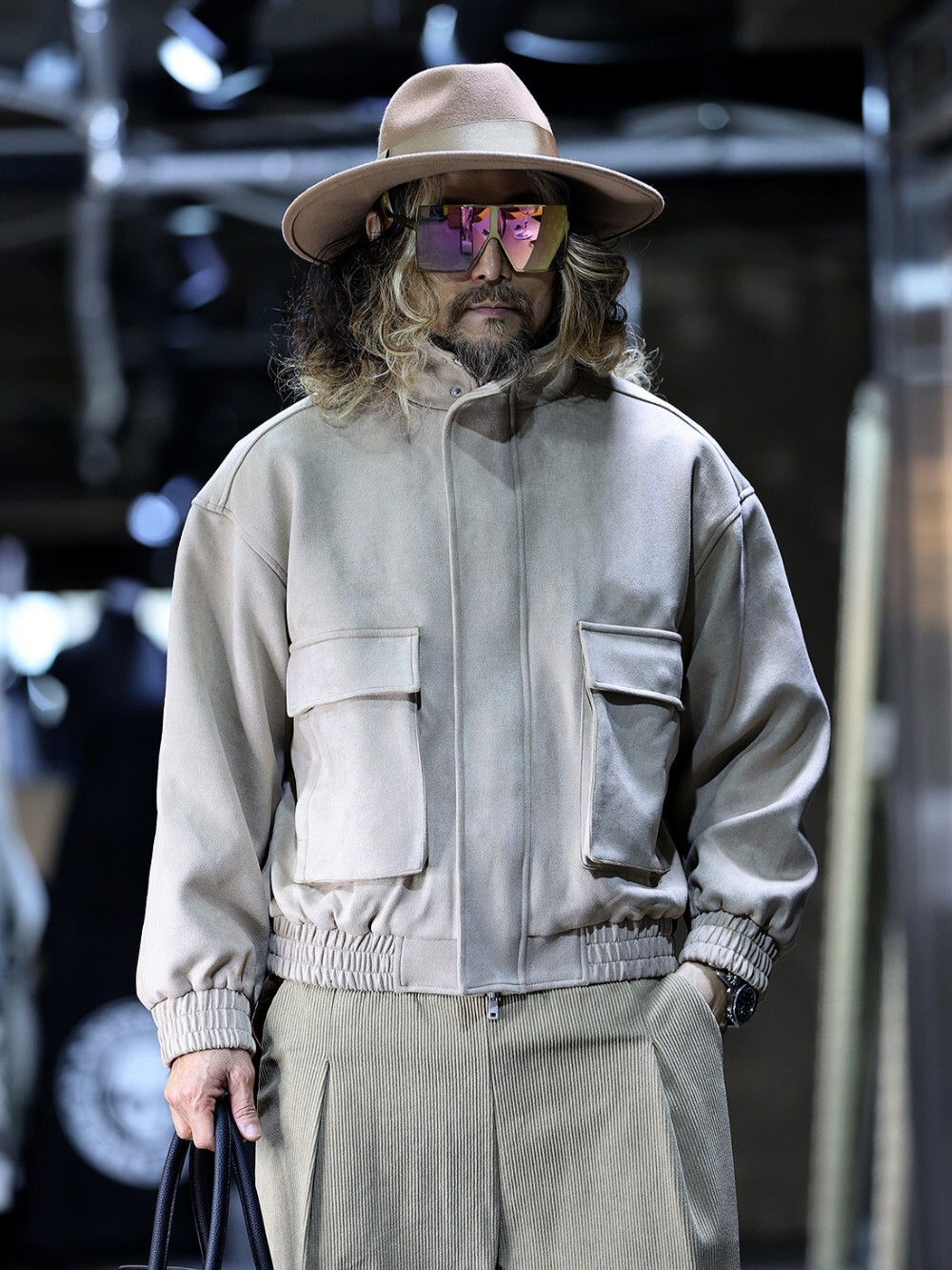 絨面革高領夾克外套