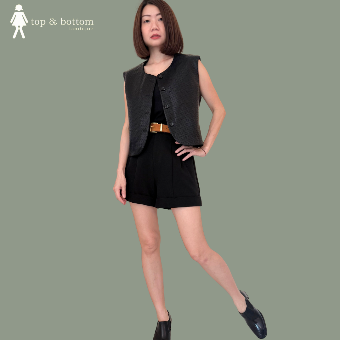 SLEEVELESS PU LEATHER VEST