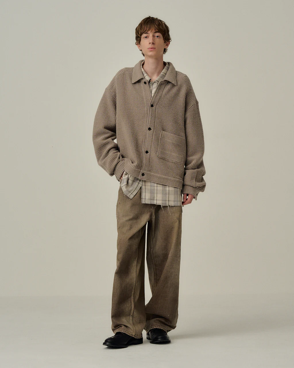 ANCELLM - WOOL CORDUROY WORK SHIRT JACKET / SAND