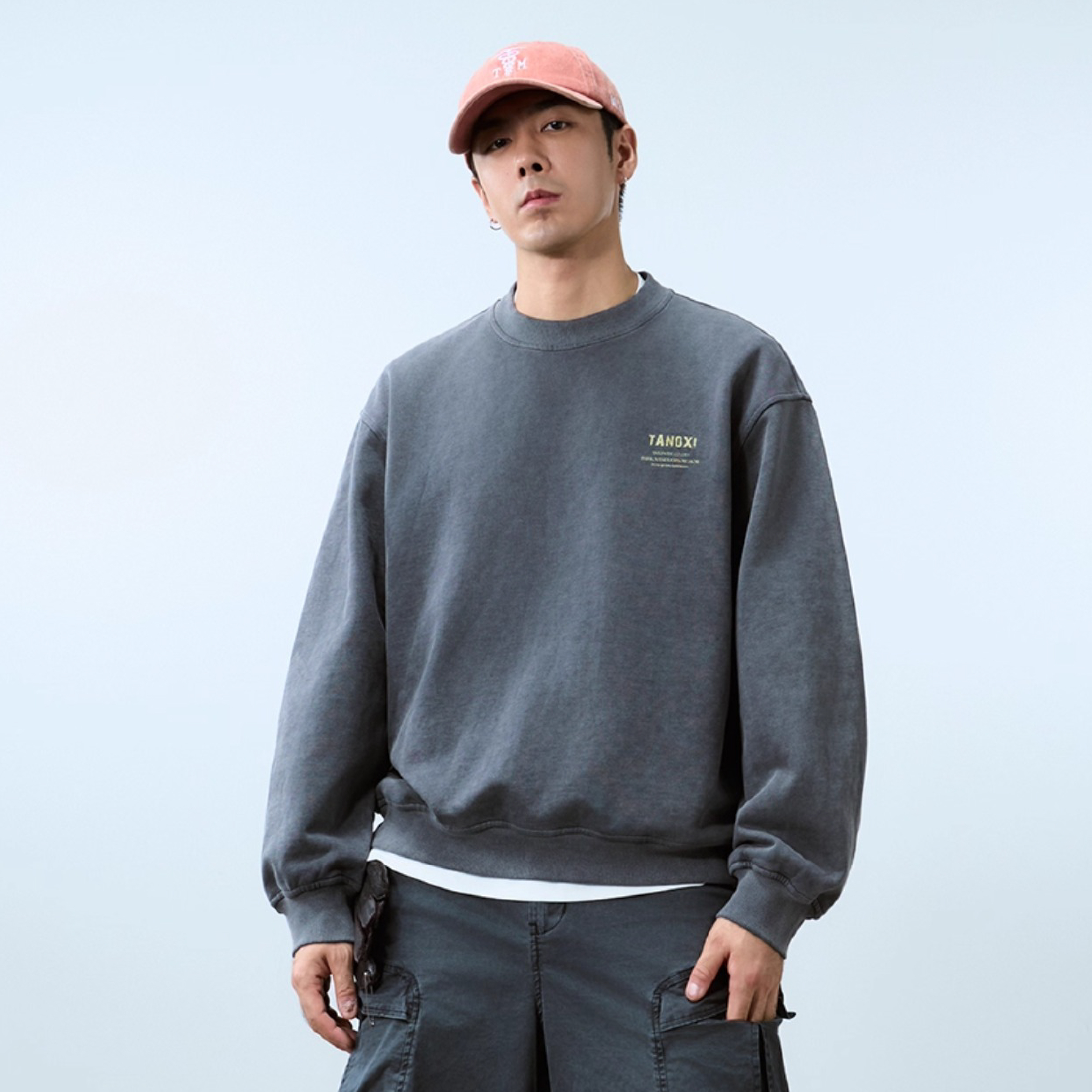 TANOXI Washed Sweater 荊棘印花 水洗做舊大學Tee [TNX-T399]