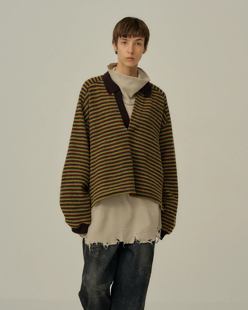 HABIT SELECT - ANCELLM - WOOL BORDER SKIPPER SHIRT