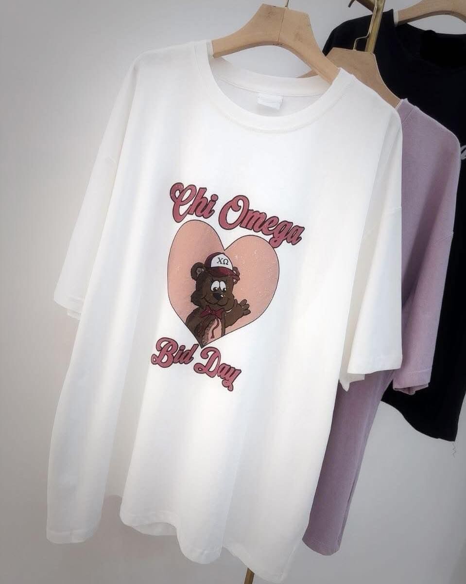 【美式休閒風熊熊字母造型棉tee】（現貨）