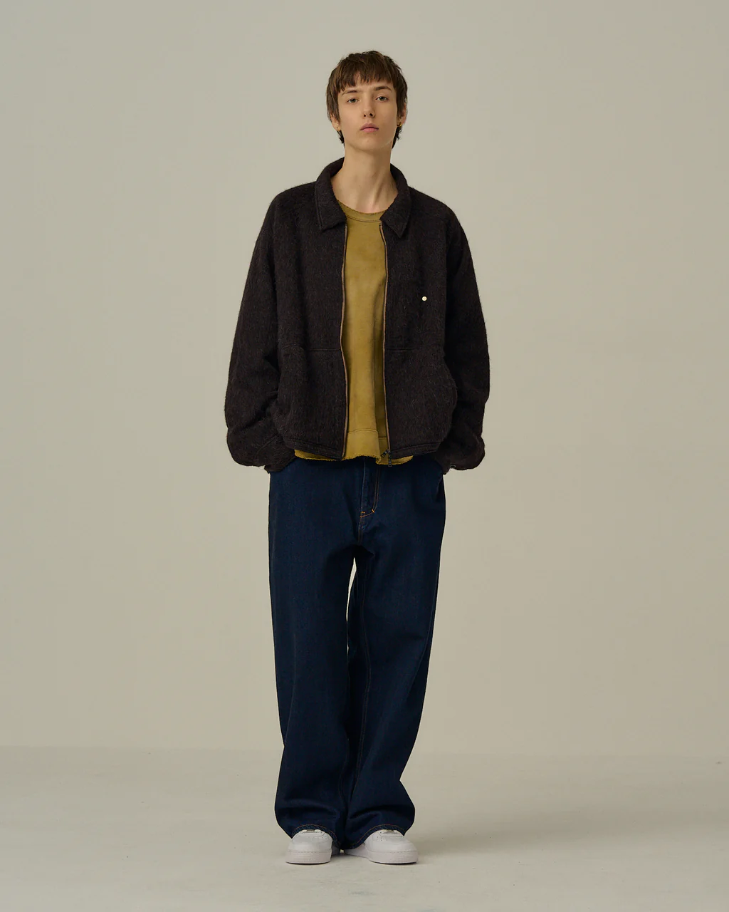 HABIT SELECT - ANCELLM - SHAGGY ZIP UP SHIRT / 2COLORS