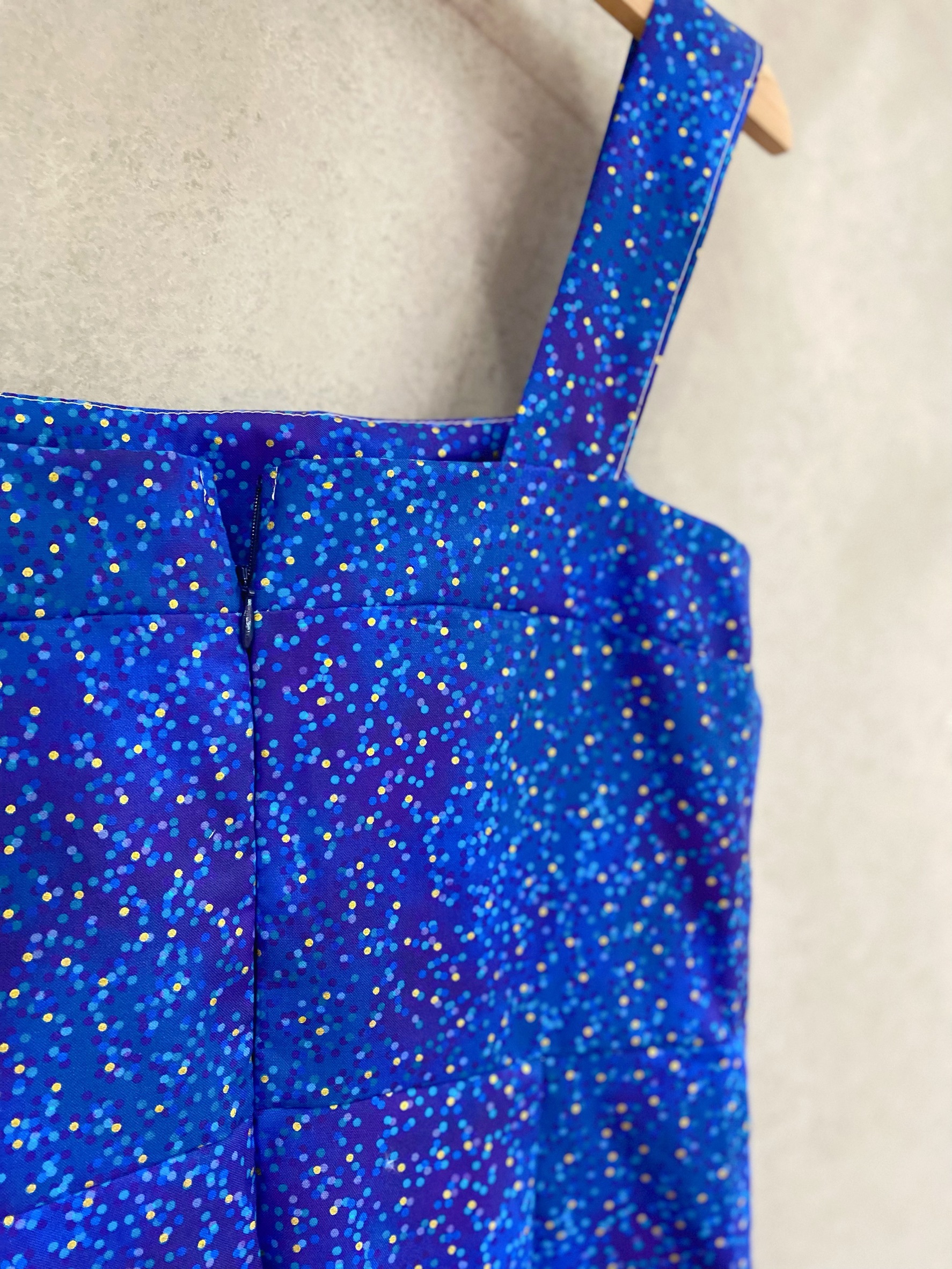 深藍燙金點點 媽咪平口吊帶短洋裝(s)