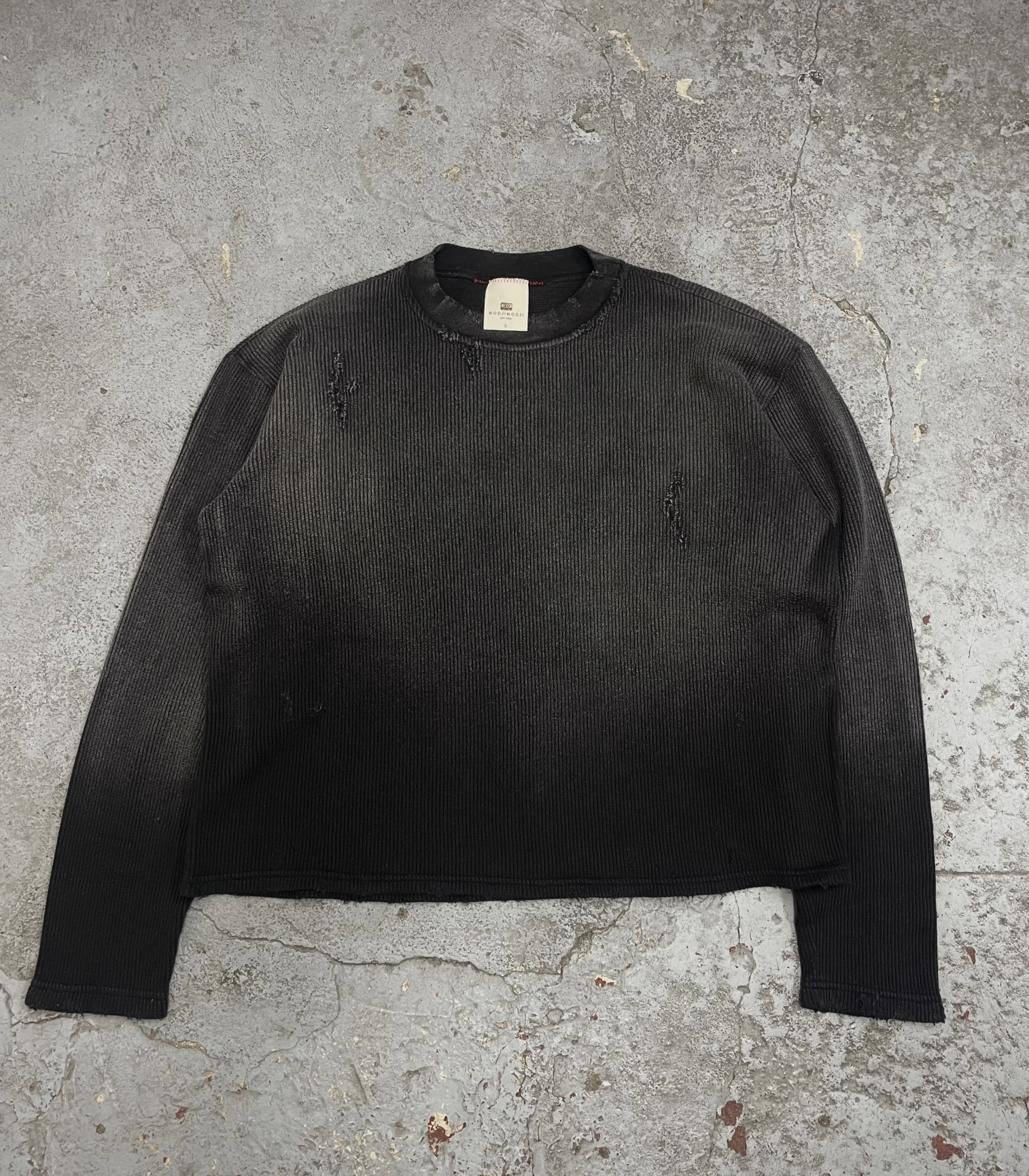 [Instock] MOOJIMOOJI OVERSIZED CROP WAFFLE KNIT | AGED BLACK