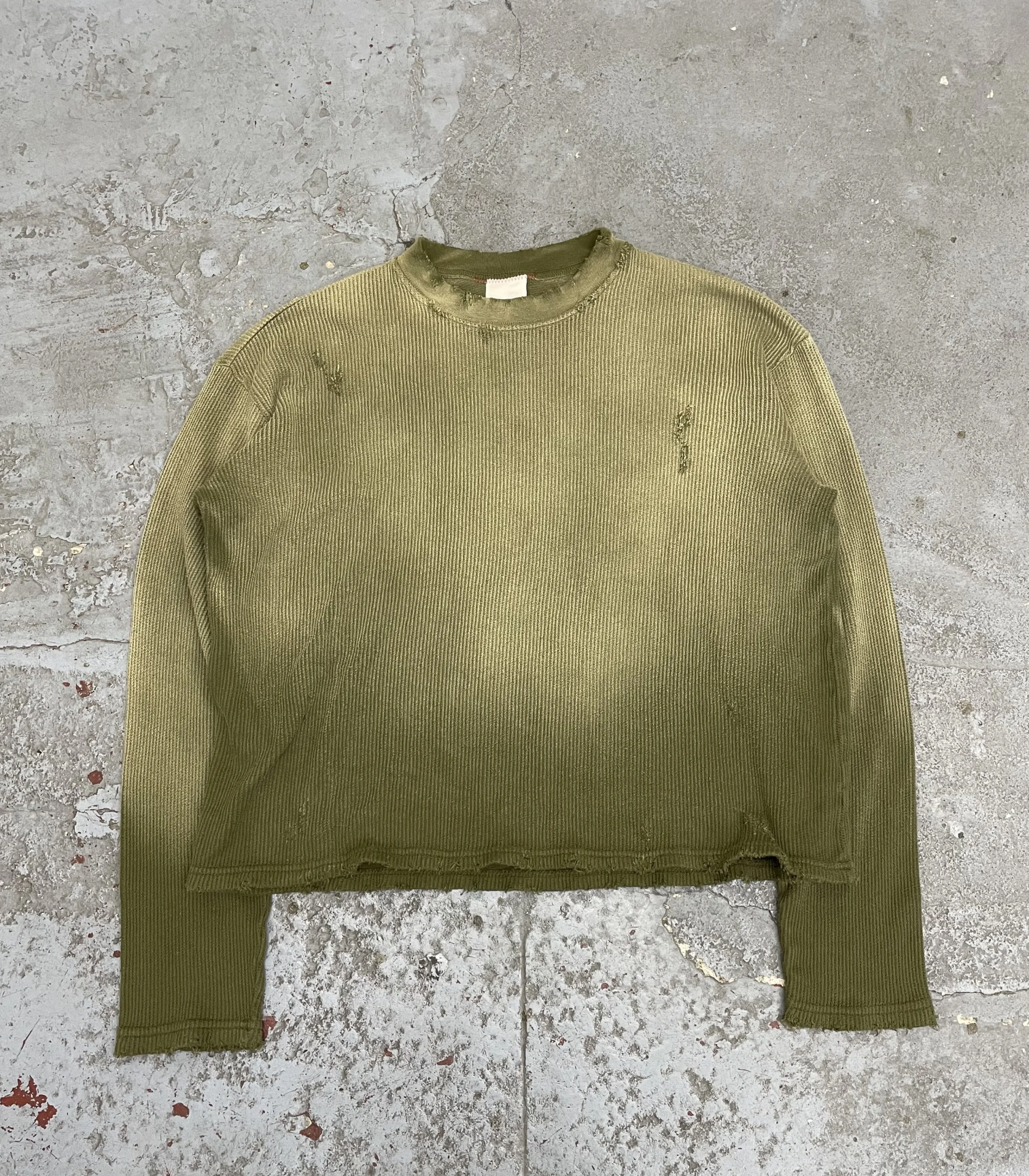 [Instock] MOOJIMOOJI OVERSIZED CROP WAFFLE KNIT | AGED MILITARY GREEN