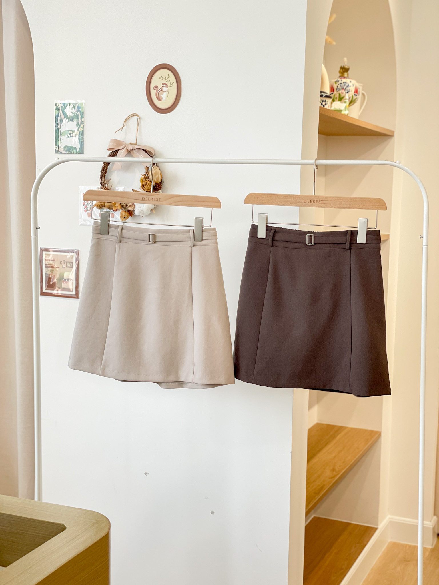 SK576 Mocha Belted Mini Skirt