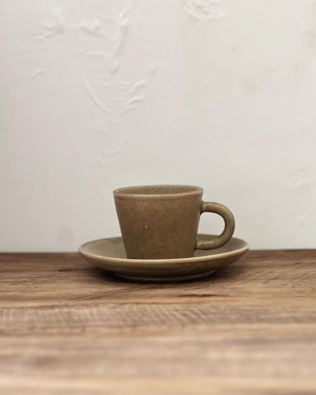 手工陶器 小巧咖啡杯碟套裝 黄褐｜信樂燒