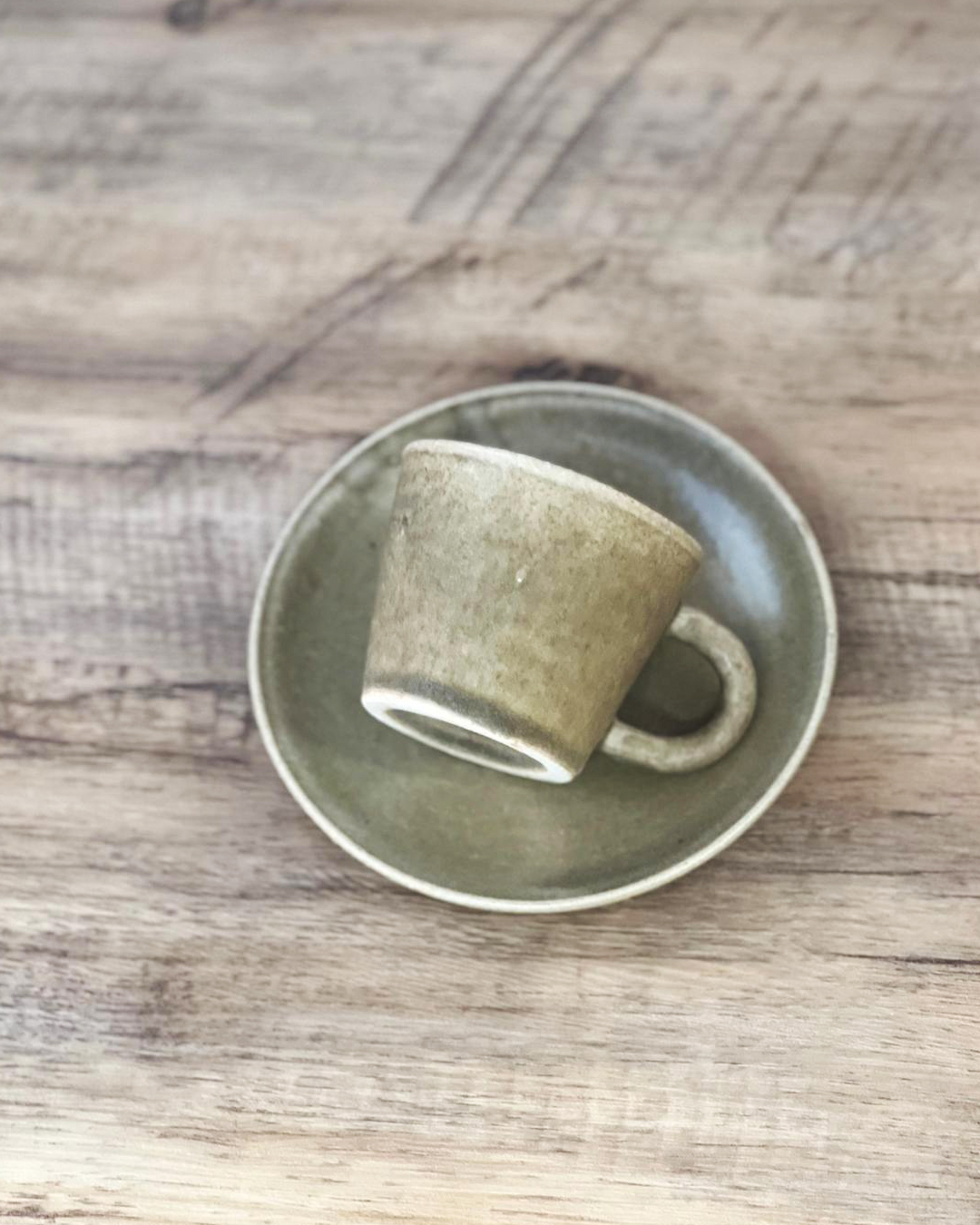 手工陶器 小巧咖啡杯碟套裝 黄褐｜信樂燒