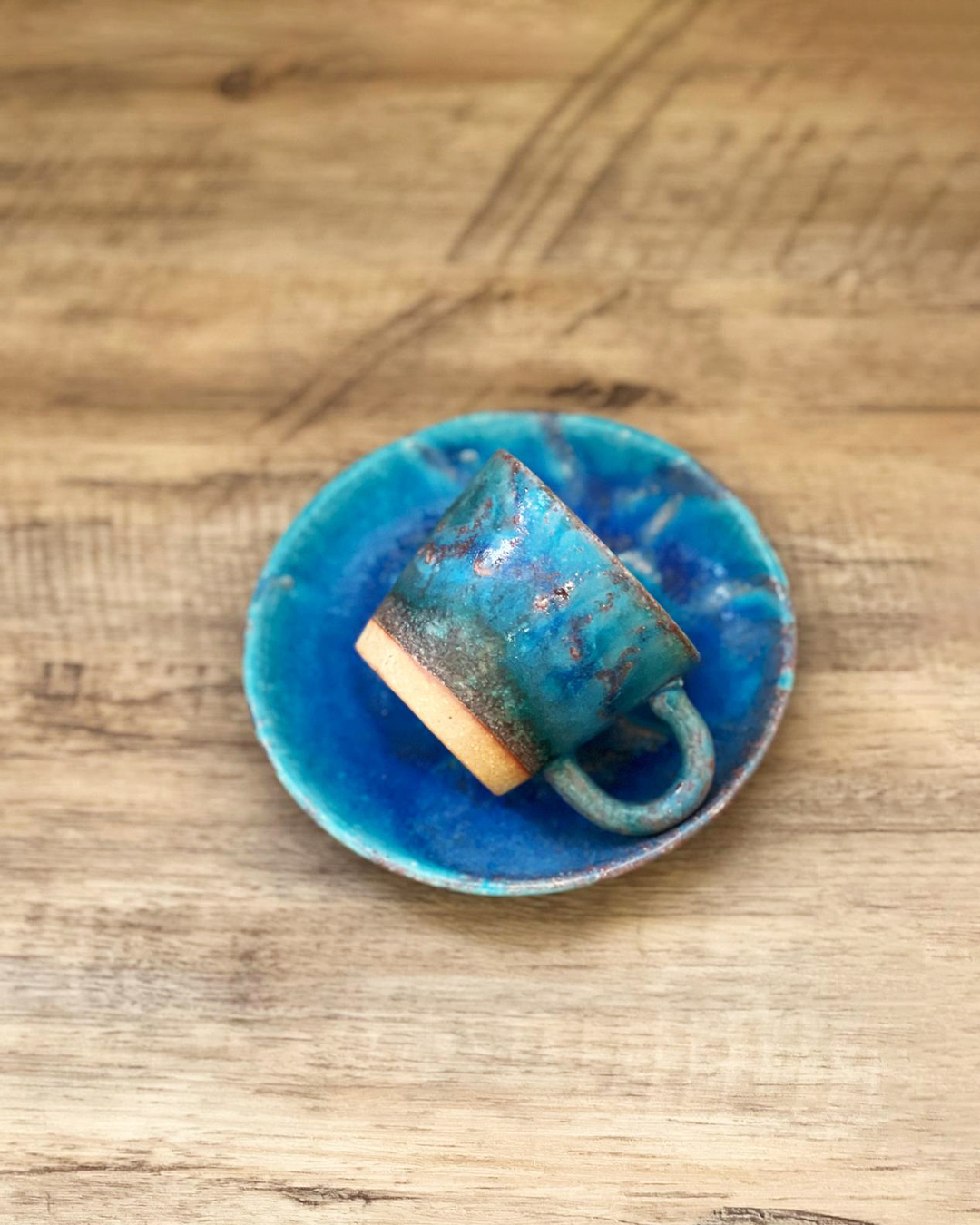 Handmade Pottery Coffee Cup & Saucer Set Tsuyukusa｜Shigaraki ware