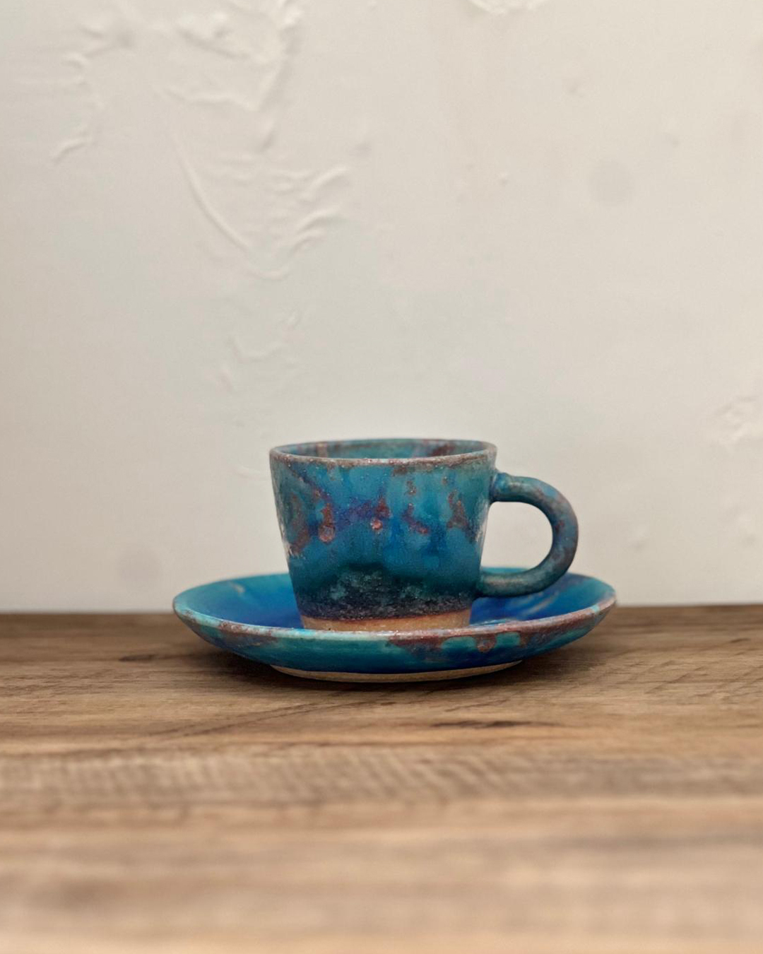 Handmade Pottery Coffee Cup & Saucer Set Tsuyukusa｜Shigaraki ware