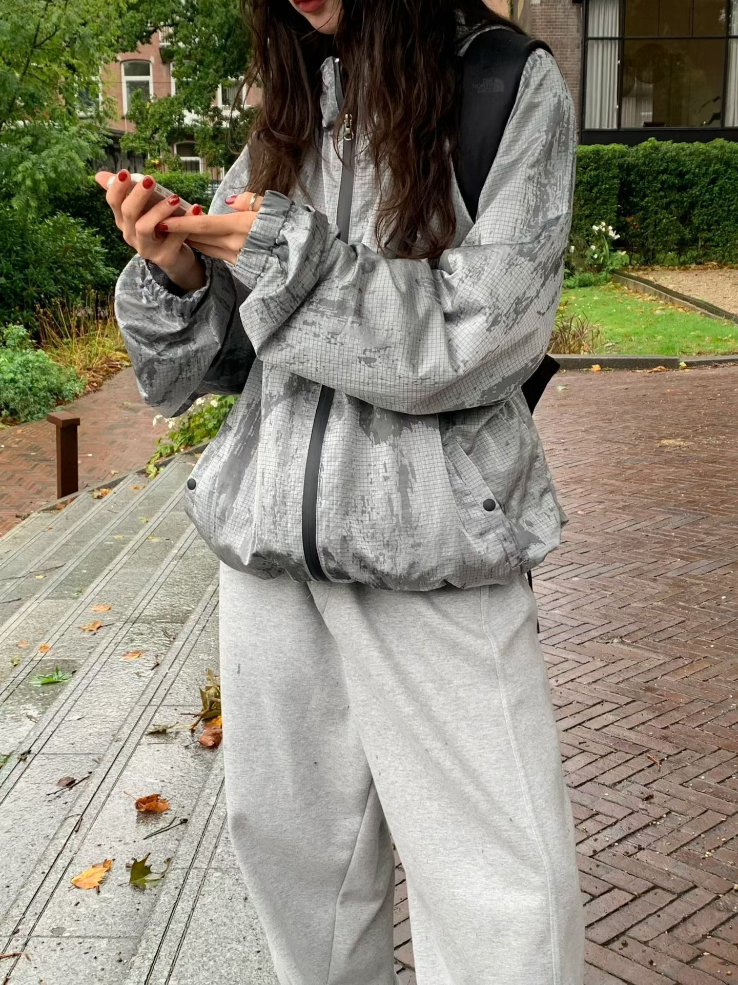 混色連帽拉鍊外套 ANSWER-011JK