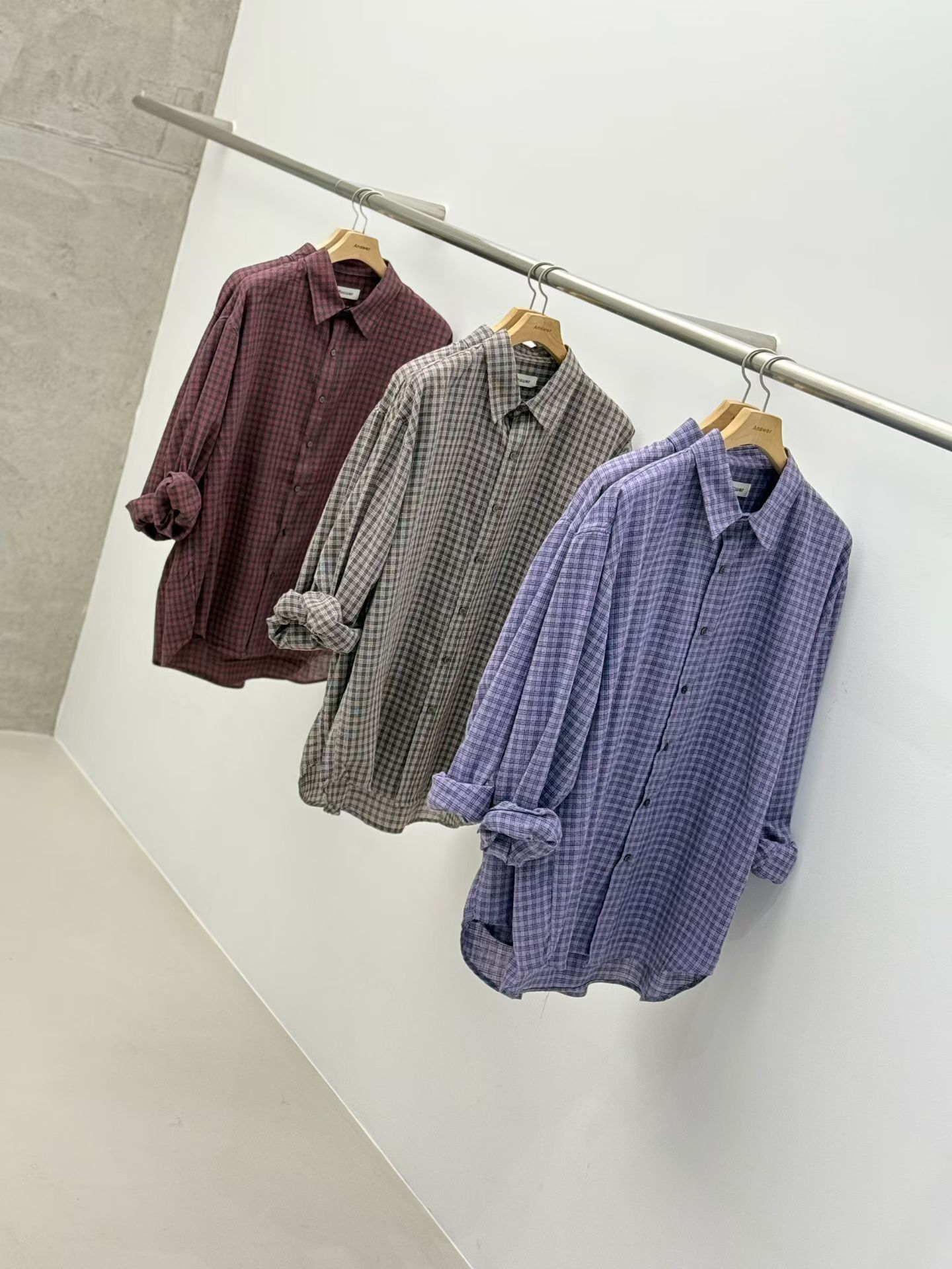 格仔長袖恤衫 ANSWER-012S