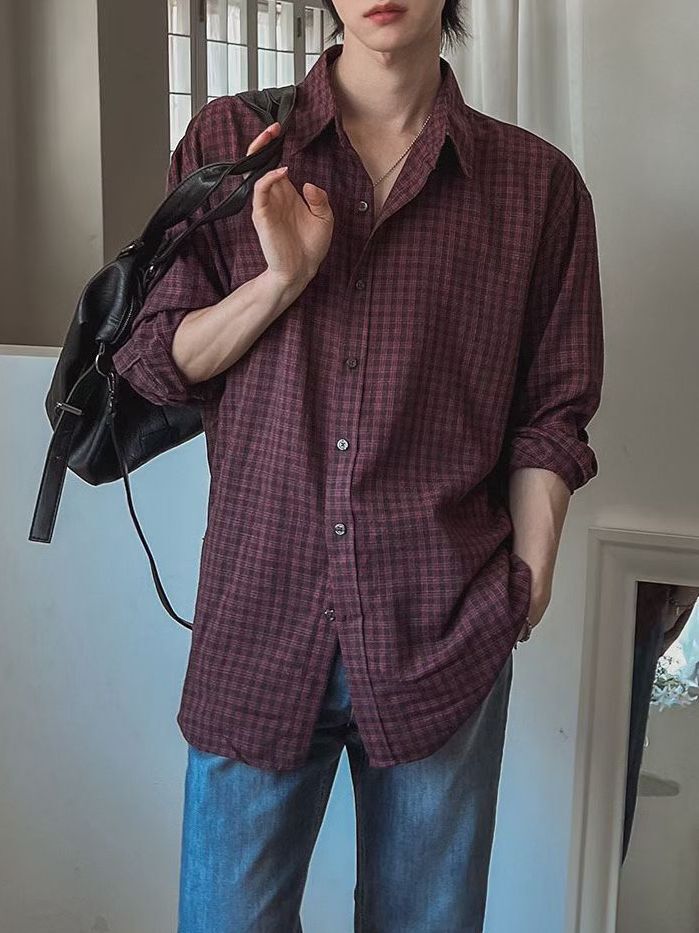 格仔長袖恤衫 ANSWER-012S