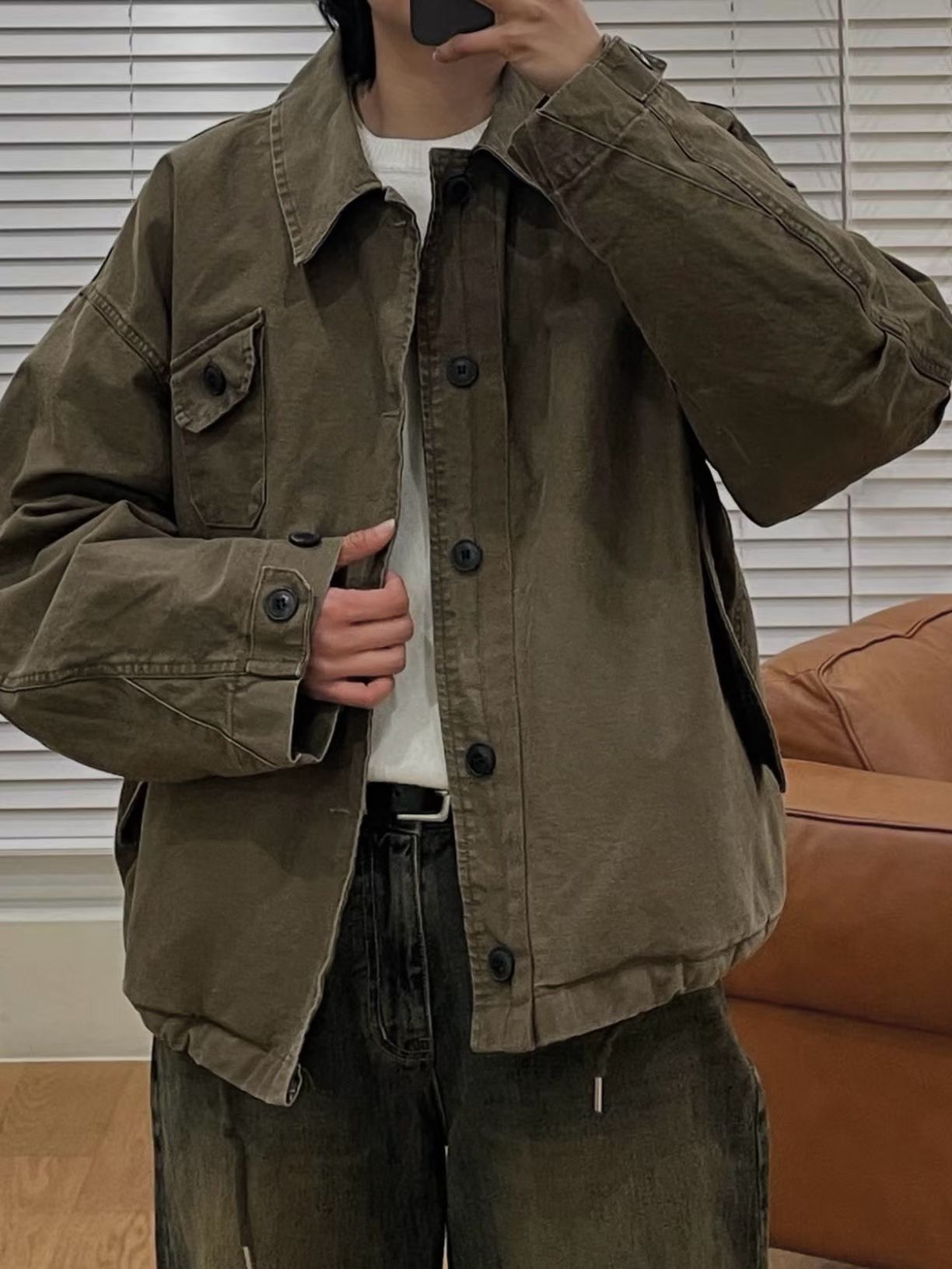 洗水反領開胸外套 ANSWER-013JK