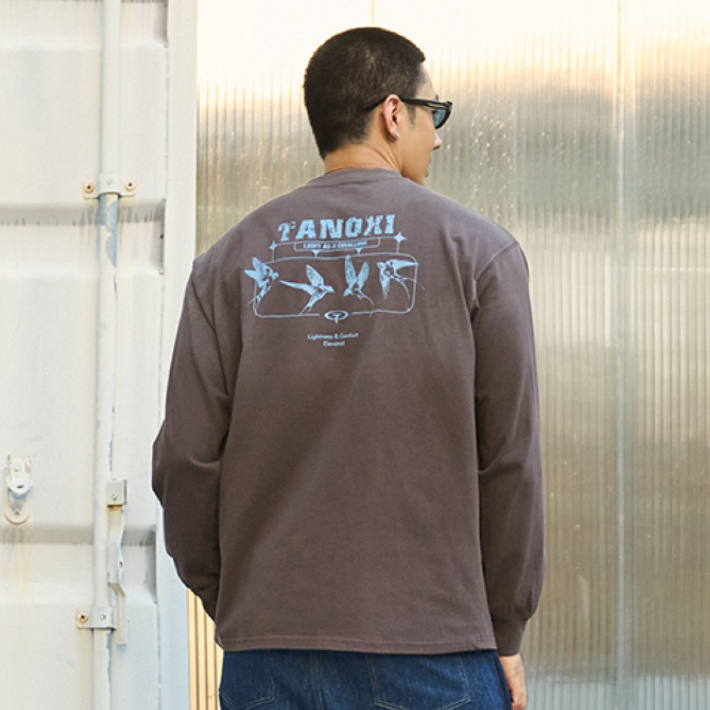 TANOXI Washed LS Tee 燕歸巢印花 水洗做舊長袖Tee [TNX-T385]