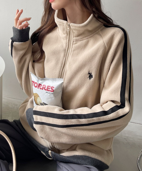 日本🇯🇵連線 U.S. POLO ASSN. 羊毛羔刺繡拉鍊運動外套 刺繡 外套 立領 抓絨材質 長袖 情侶外套 3色(任買兩件711免運)/預購