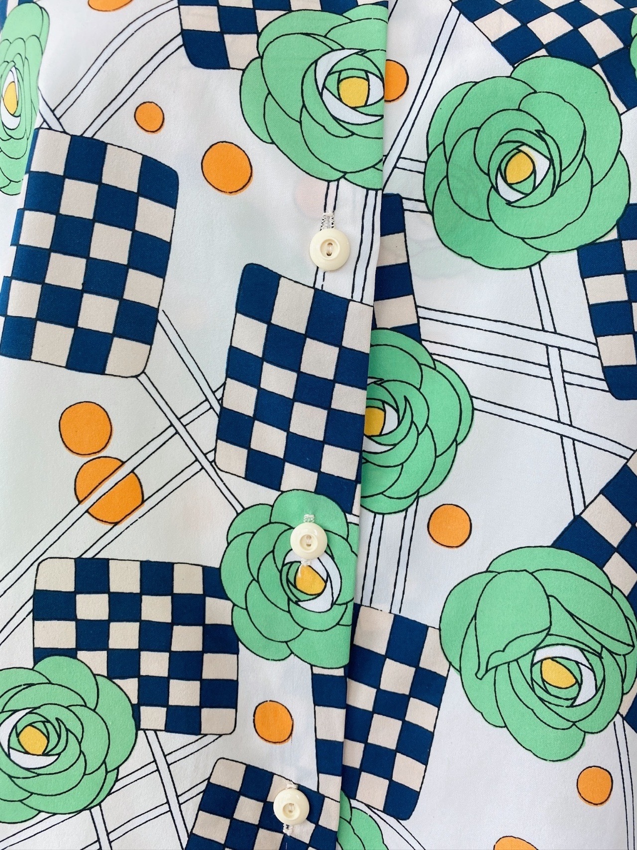 綠玫瑰飄舞古著上衣