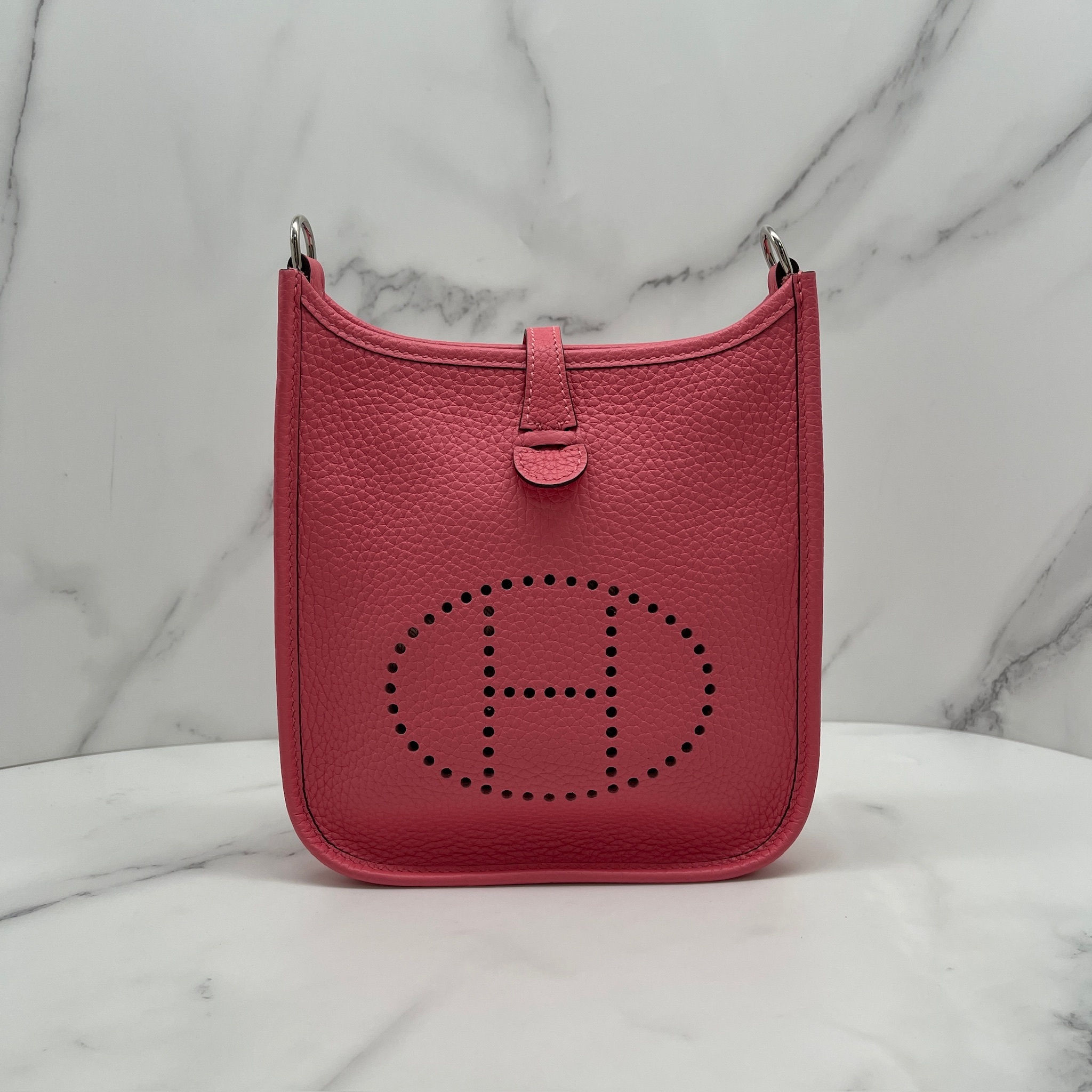 Hermes Mini Evelyne（Rose azalée/Rouge pivoine）