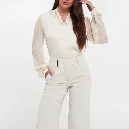 1TS1008-032 TWINSET Viscose Crepe Blouse Ecru #252TT2243 (C-K11-E)