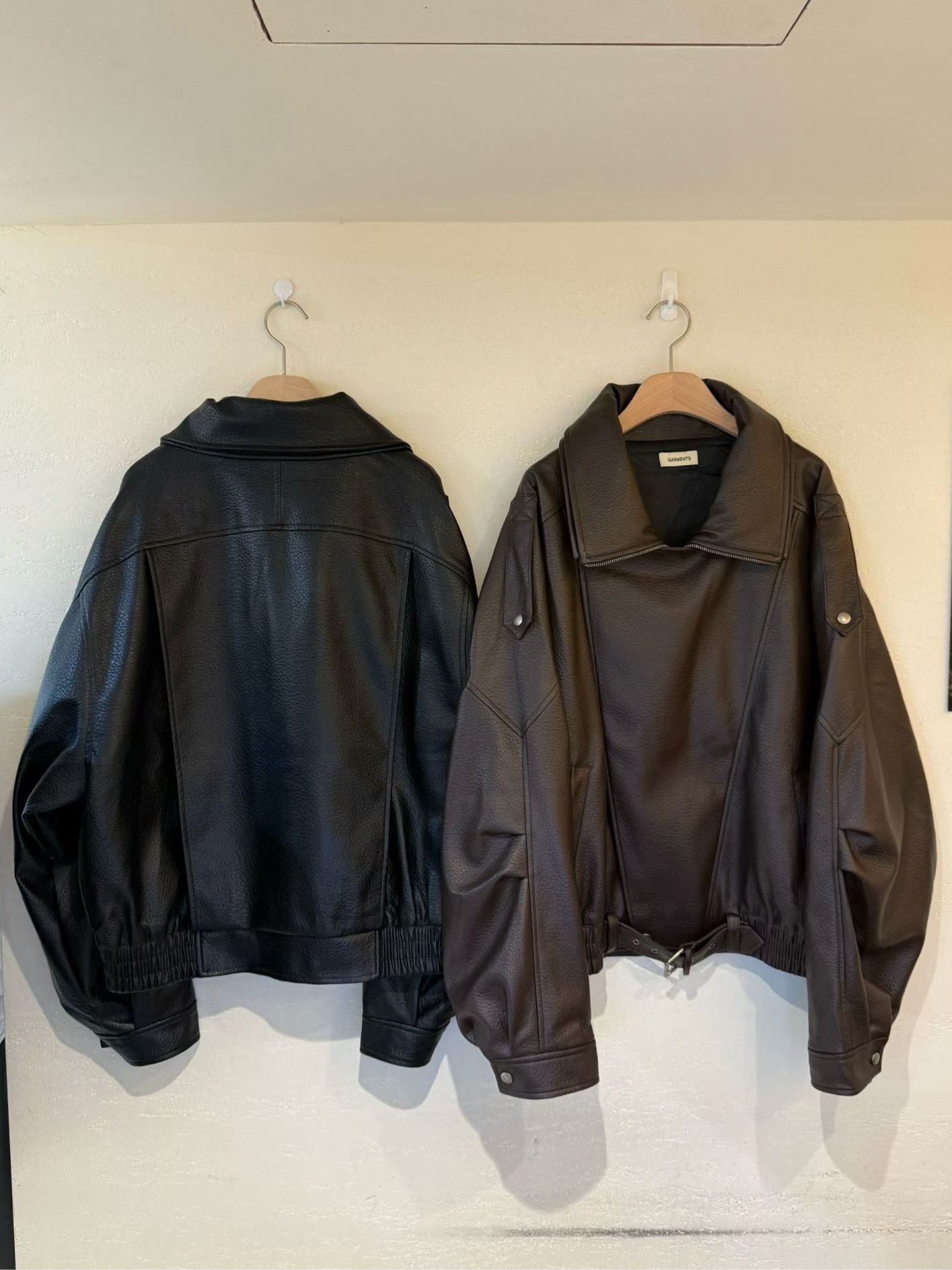 反領拉鍊合成皮褸 GARMENTS-053JK