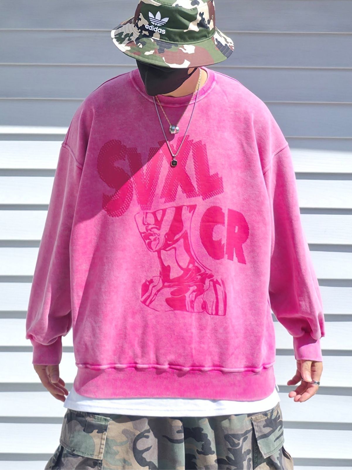 OverSize洗水英文字圖案衛衣 SVXL-090T