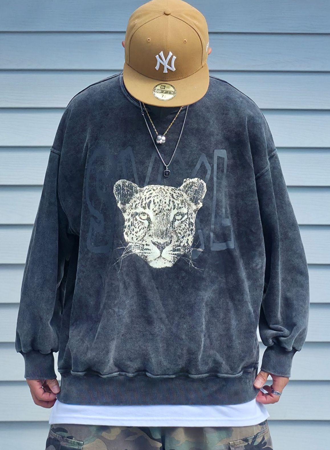 OverSize洗水英文字圖案衛衣 SVXL-092T