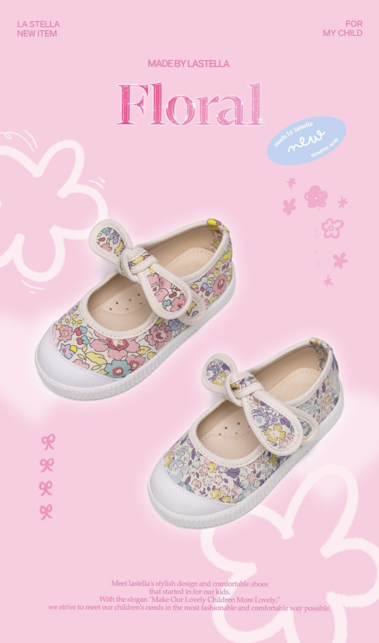 La Stella Floral Mary Jane Sneakers