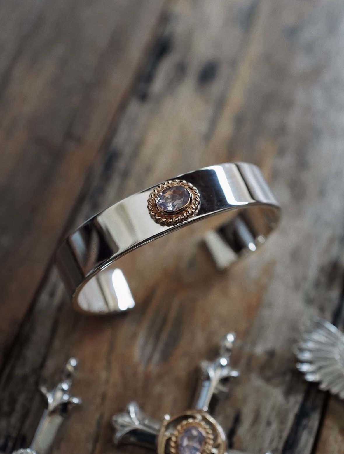 12mm玫瑰金繩薰衣草水晶平打*