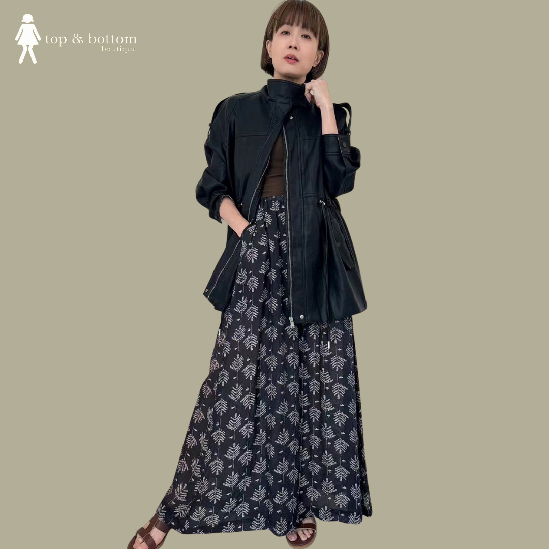 PU LEATHER TIE STRING WAISTED LONG JACKET