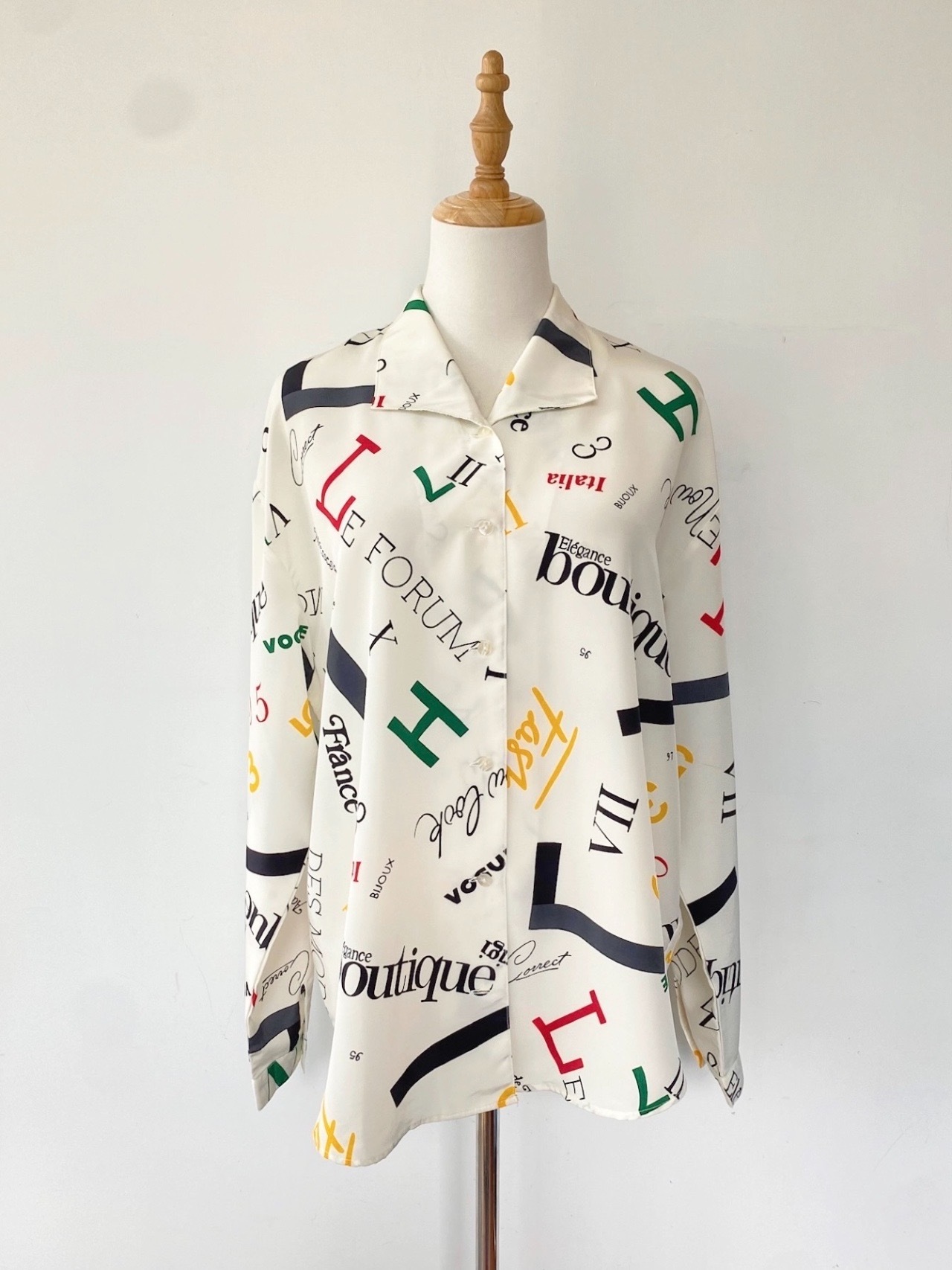 英數共舞白色古著上衣