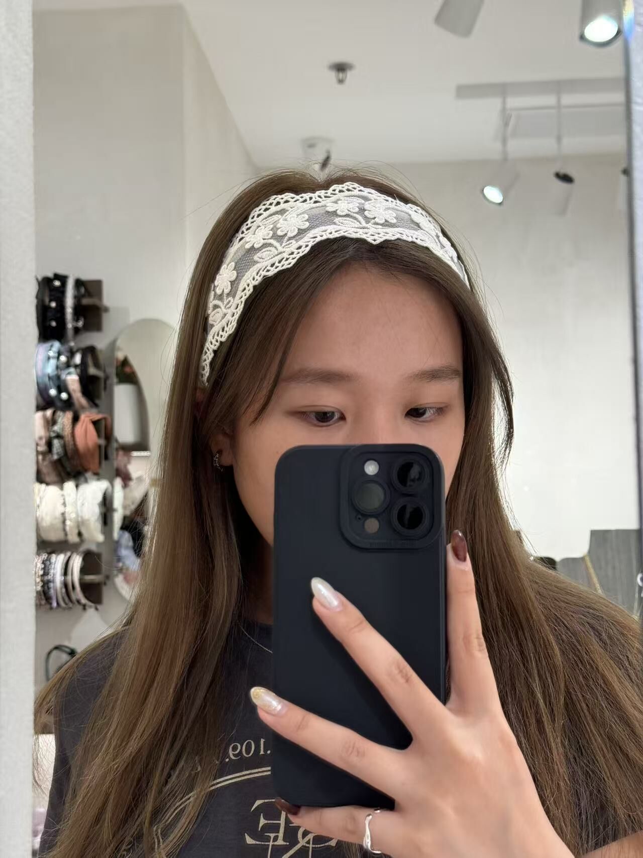 白色網通花頭箍