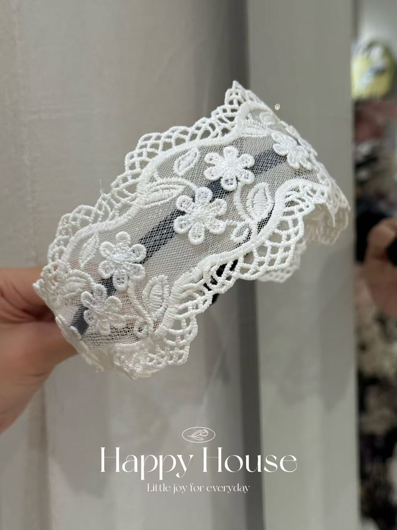 白色網通花頭箍